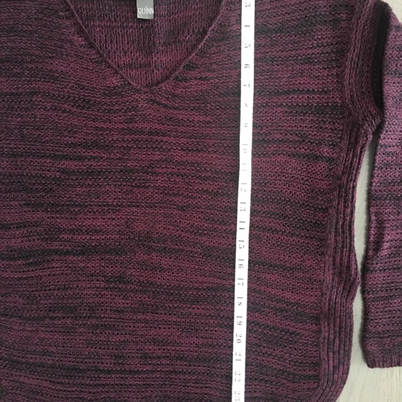 Quinn Burgundy Marl V-Neck Pullover Sweater, size Large ♥️ - Picture 13 of 16